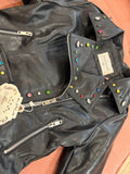 Chiodo in pelle con diamanti